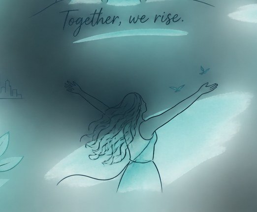 Woman rising illustration