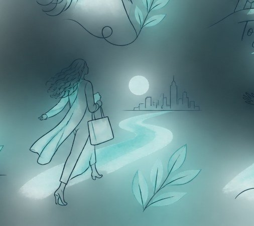 Woman discovering her path illustration